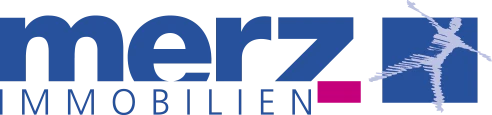 Das Logo von Merz Immobilien in der Farbe Blau